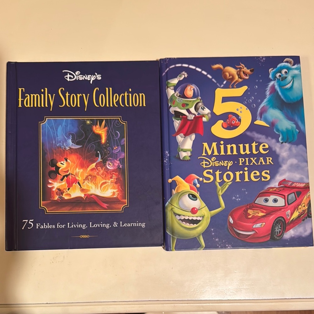 2 Books Disney Family 5 minute Pixar Stories Story Collectiom hardback kids boys